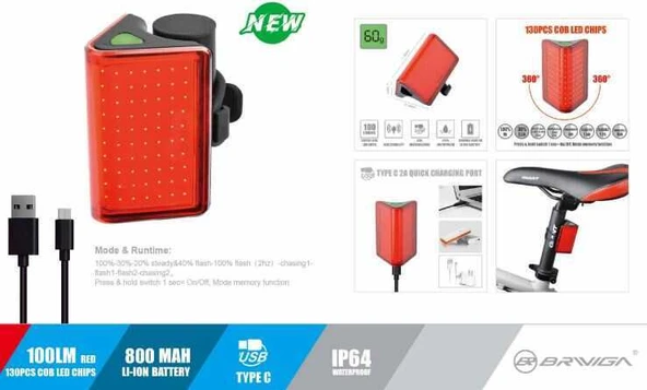 Eastpower ARKA ÇAKAR LW-R200 100LM USB SU GEÇİRMEZ - 2