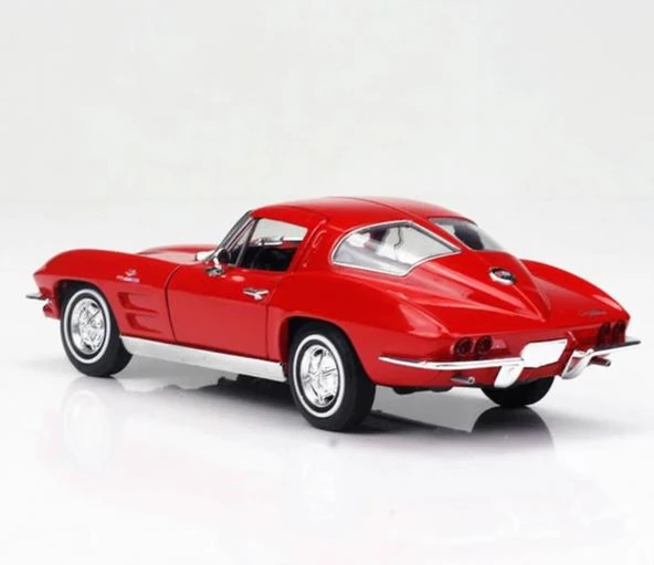 Welly Koleksiyon 1 / 24  1963 Chevrolet Corvette Kırmızı Model Metal Araba - 4