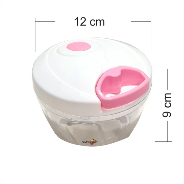 Paslanmaz Üç Bıçaklı İpli Soğan Patates Biber Domates Püre Kesme Yapma El Rondosu Aparatı Haznesi - 3