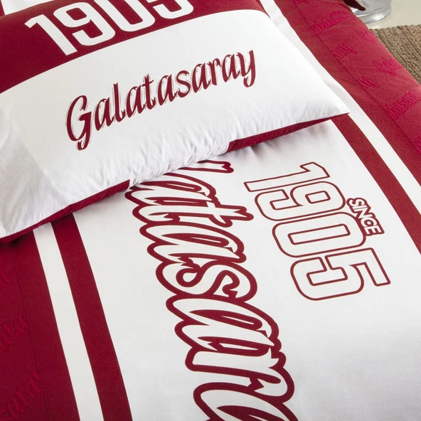 Taç Taraftar Lisanslı Ranforce Çarşafı Lastikli Tek Kişilik Nevresim Takımı-Galatasaray 1905 Glow - 2