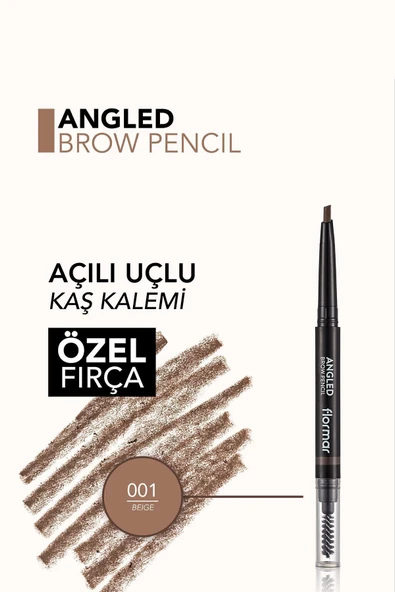Açılı Kaş Kalemi Ve Kaş Fırçası (bej) - Angled Brow Pencil - 001 Beige - 8690604572038 - 5