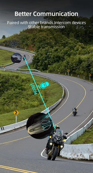 KEMBORN Motosiklet Kask Kulaklık 1ADET 2 kişilik İntercom Bluetooth Seti X2 Pro 1200 mt interkom Evrensel Eşleşme - 6