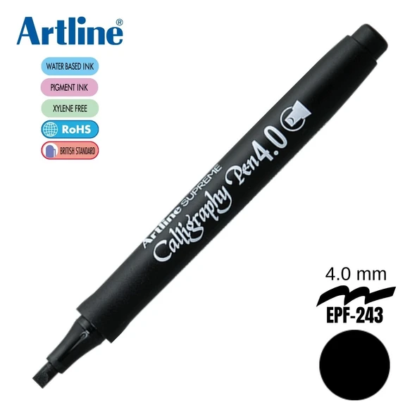 Artline Caligraphy Pen 4.0 Kesik Uçlu Kaligrafi Kalemi Siyah / EPF-244