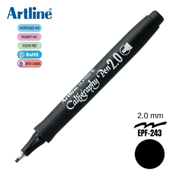 Artline Caligraphy Pen 2.0 Kesik Uçlu Kaligrafi Kalemi Siyah / EPF-242