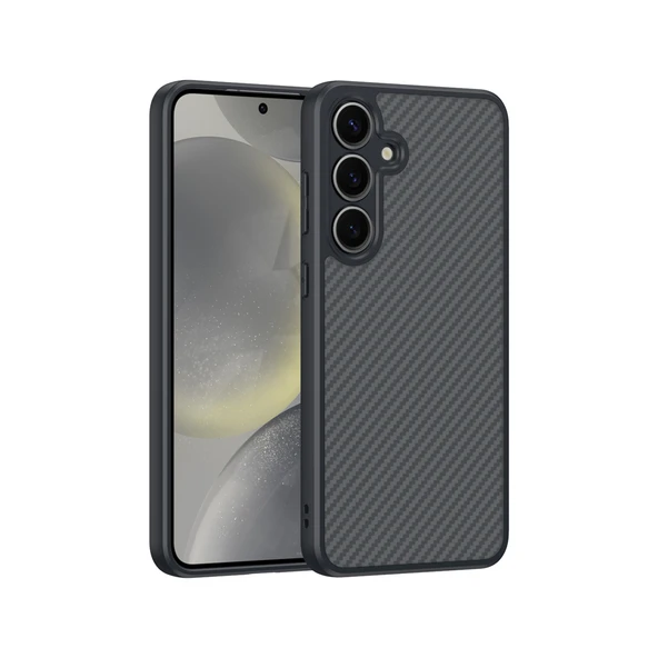 Galaxy S25 Kılıf M-safe Şarj Özellikli Karbon Fiber Tasarımlı Zore Elnino Kapak
