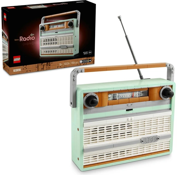 ® Icons Retro Radyo 10334 - Vintage Transistörlü Radyo Meraklısı Yetişkinler için Müzik Temalı Dekor