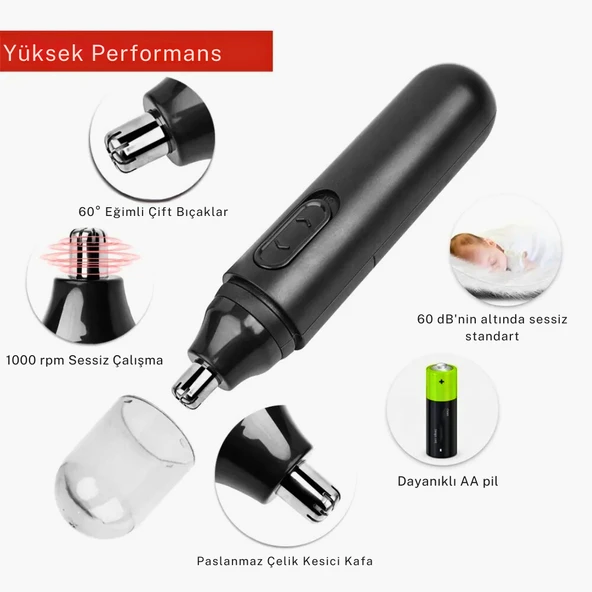 SM-429 Burun Kılı Kesme Makinesi – Sessiz, Paslanmaz Çelik, Taşınabilir - 2