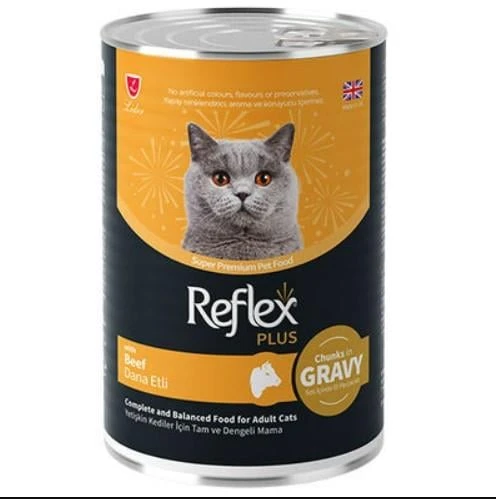 Reflex Plus Sos İçinde Etli Dana Etli Kedi Konservesi 400 gr