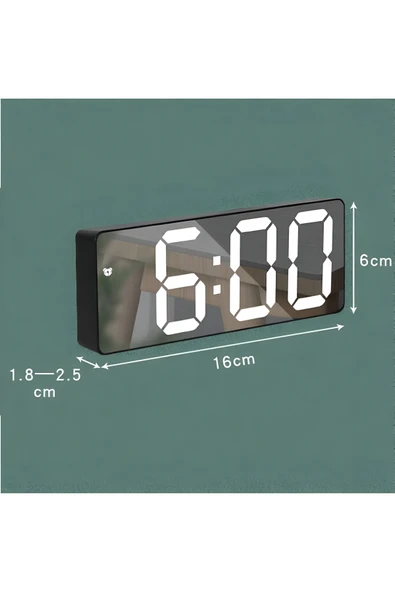 anaway Masa Saati Aynalı Termometre Alarm Takvimli Led Dijital Modern Ses kontrolü - 5