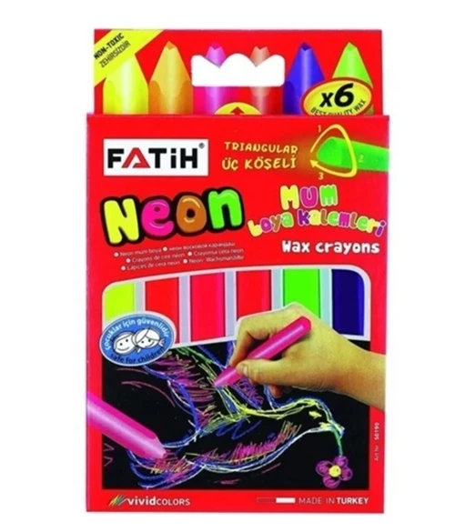 Fatih Mum Boya Wax Crayons Neon 6Lı - 3 paket