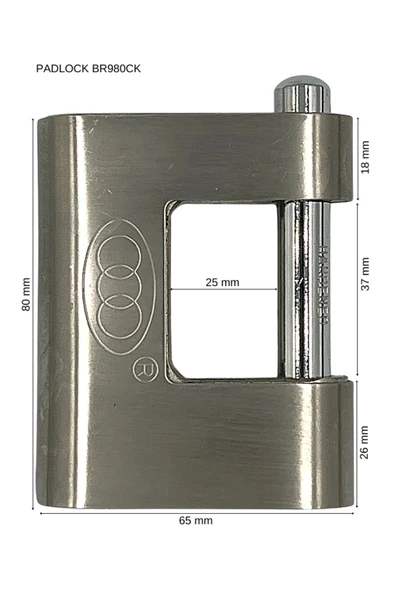 Tri-Circle Trı Cırcle Padlock Asma Kilit Çelik Takviyeli Yatay Krom 70 MM - 2