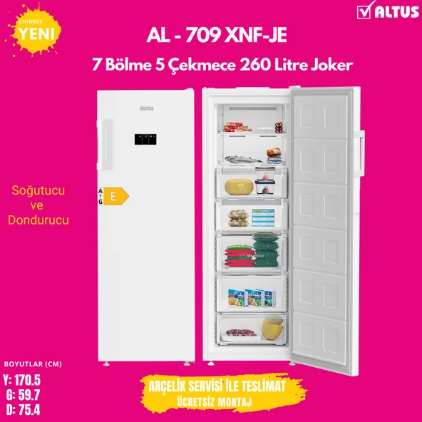 Altus AL 709 XNF-JE Joker Yeni Ürün E Enerji No-Frost Derindondurucu