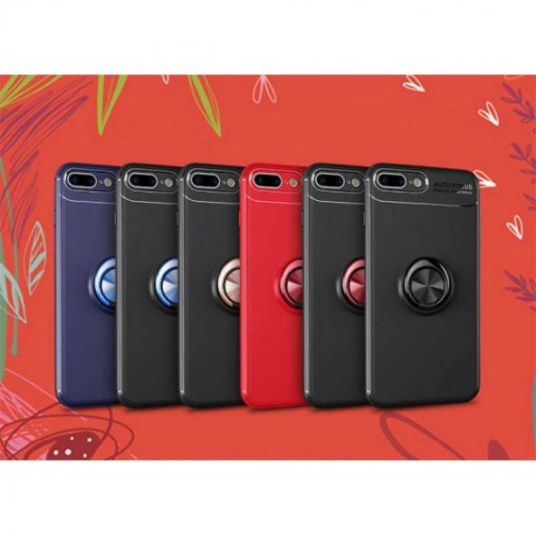 Apple iPhone 8 Plus Kılıf Manyetik Yüzüklü Soft Silikon Kapak - 3