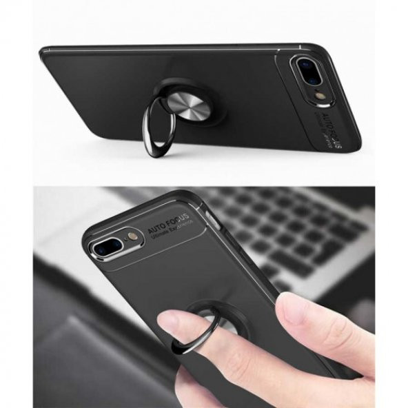 Apple iPhone 8 Plus Kılıf Manyetik Yüzüklü Soft Silikon Kapak - 6
