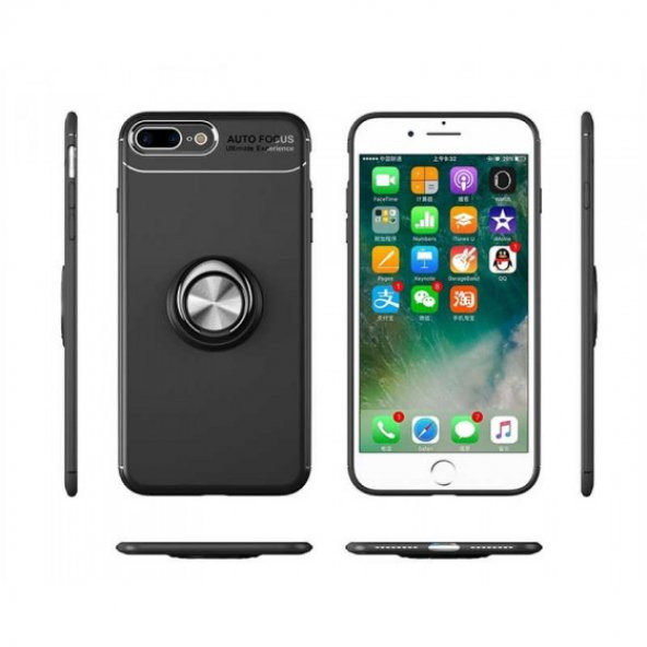 Apple iPhone 8 Plus Kılıf Manyetik Yüzüklü Soft Silikon Kapak - 7