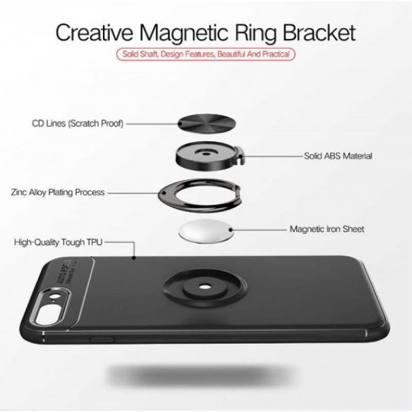 Apple iPhone 8 Plus Kılıf Manyetik Yüzüklü Soft Silikon Kapak - 8