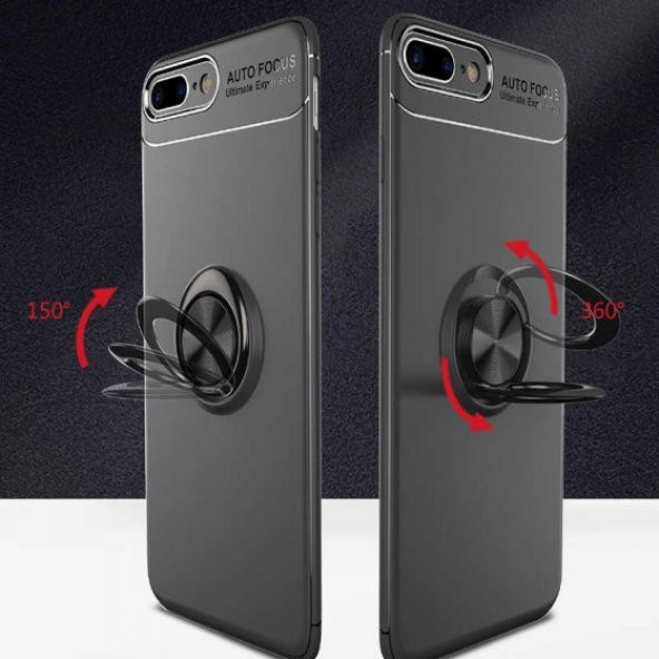 Apple iPhone 8 Plus Kılıf Manyetik Yüzüklü Soft Silikon Kapak - 9