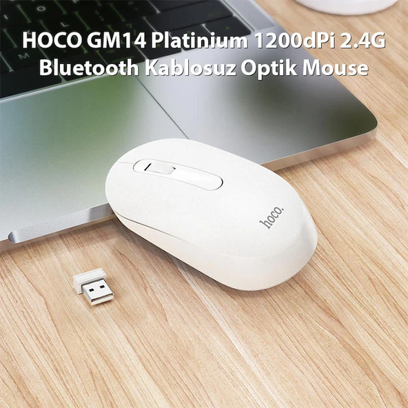 HOCO GM14 Platinium 1200dPi 2.4G Bluetooth Kablosuz Optik Mouse - 7
