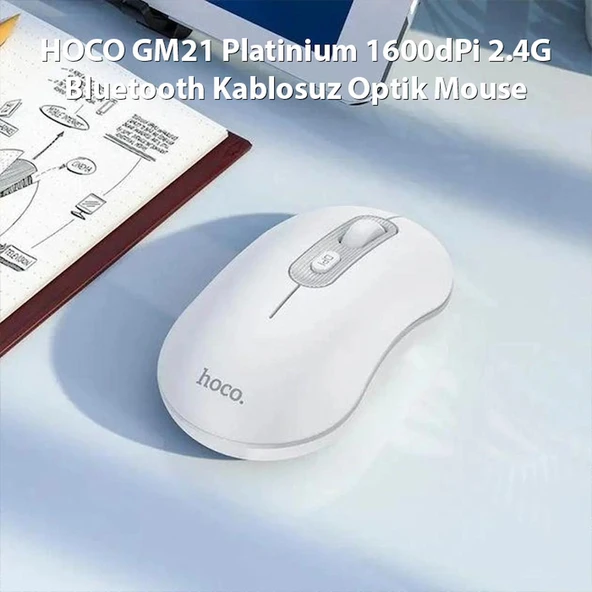 HOCO GM21 Platinium 1600dPi 2.4G Bluetooth Kablosuz Optik Mouse - 7