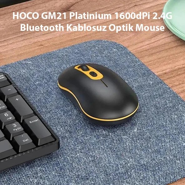 HOCO GM21 Platinium 1600dPi 2.4G Bluetooth Kablosuz Optik Mouse - 2