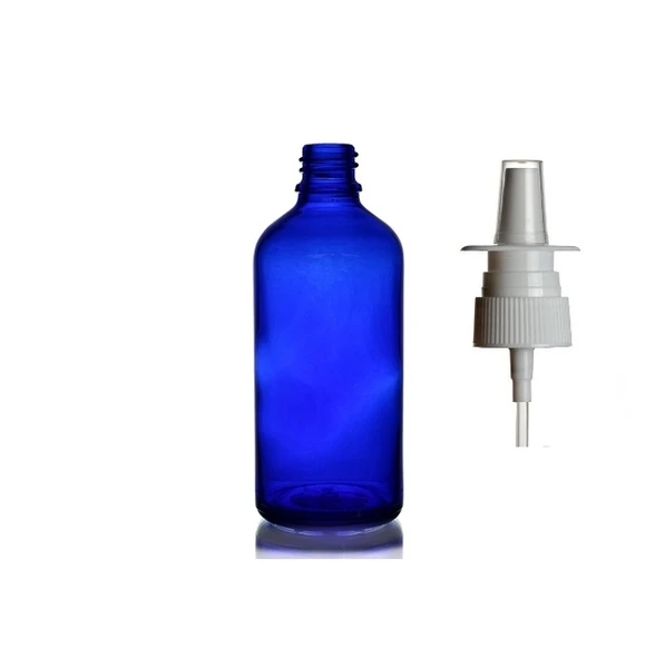 50ml mavi cam şişe, Burun spreyi, 12 adet Nazal Spreyli, Ecza şişesi, İlaç Şişesi