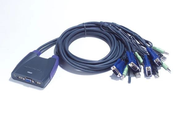 4 portlu USB VGA KVM (Keyboard/Video Monitor/Mouse) Switch, Hoparlör bağlantısı mevcut, Masaüstü Tip,  TdrTR