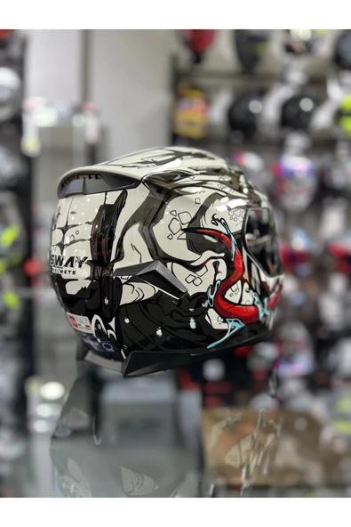 Sway 820 Full Face Aynalı Vizör Kapalı Motosiklet Kaskı XL Beden Beast Model - 5