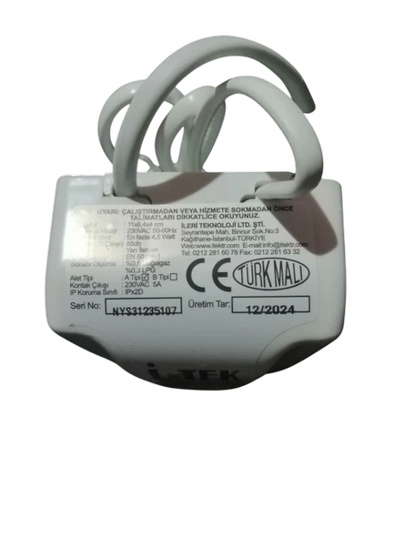 Itec NYS 3 Model Gaz Alarm Dedektörü Kablo Uzunluk Seçeneklı - 4