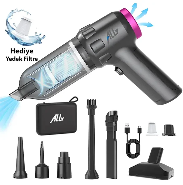 Ally 14000pa Güçlü Portatif 2 Kademeli Tasinabilir Vakumlu Kablosuz Üflemeli Mini Araç Süpürgesi ürün görseli 1