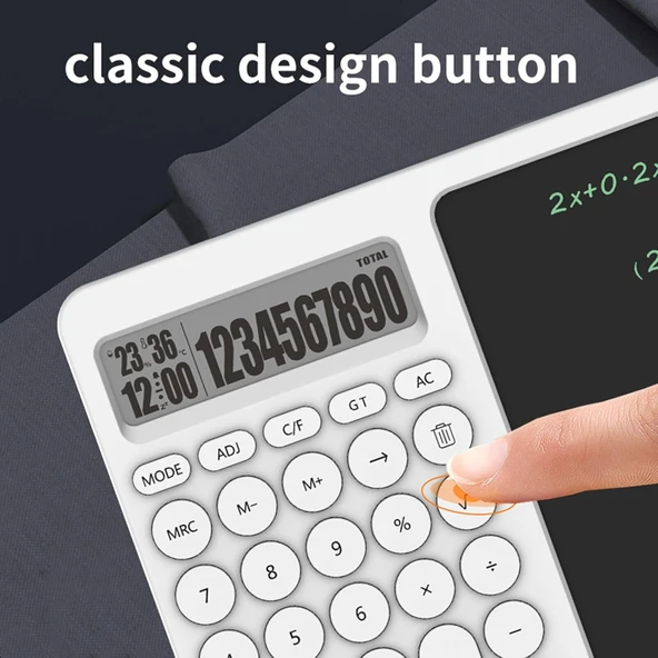 10 Haneli Akıllı Hesap Makinesi ve LCD Yazma Tableti – Tek Tuşla Silinebilir, Çift Fonksiyonlu Tasarım - 6