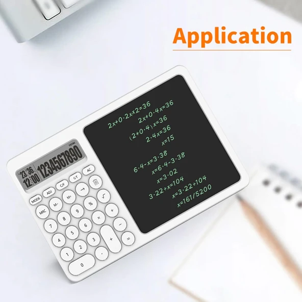 10 Haneli Akıllı Hesap Makinesi ve LCD Yazma Tableti – Tek Tuşla Silinebilir, Çift Fonksiyonlu Tasarım - 3