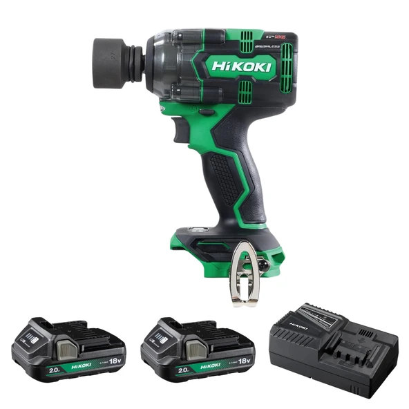 Hikoki WR18DH-2.0 18V/2.0Ah 345Nm 1/2" Çift Akülü Kömürsüz Şarjlı Darbeli Somun Sıkma