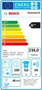 BOSCH WQA24201TR 9KG A++ ISI POMPALI BEYAZ KURUTMA MAKİNESİ - 2