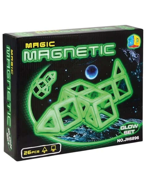 Magic Magnetic 26 Parça Karanlıkta Parlayan Mıknatıslı Şekiller JH6896