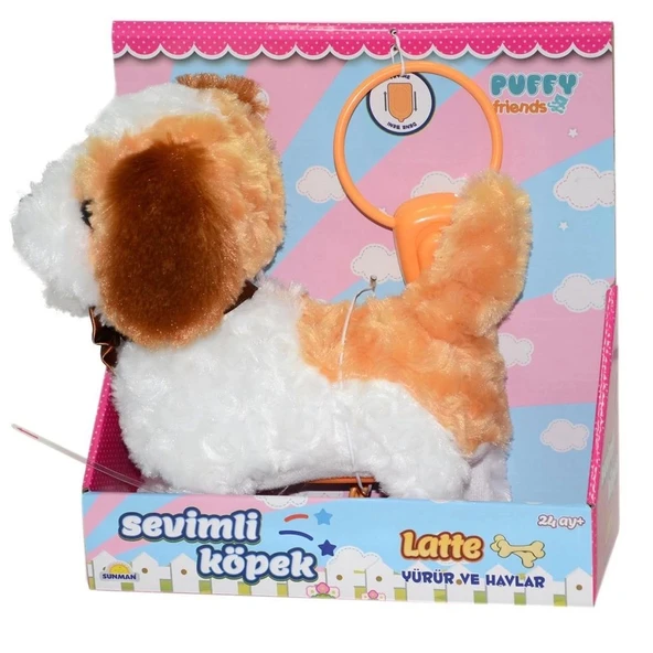 2860  Sesli Hareketli Peluş Sevim Köpek Latte - 2