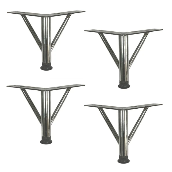 4 Adet Firkete Ayak Metal 20 cm Krom Mobilya Koltuk Ayağı