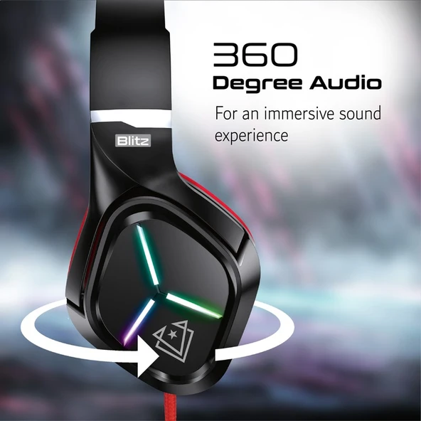 Vertux Blitz Kırmızı - Oyuncu Kulaklık Stereo 7.1 Surround Kablolu Kulaküstü - 4