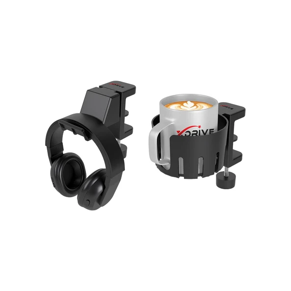 xDrive Premium Bardak Tutucu ve Kulaklık Askı Seti/Siyah - 2