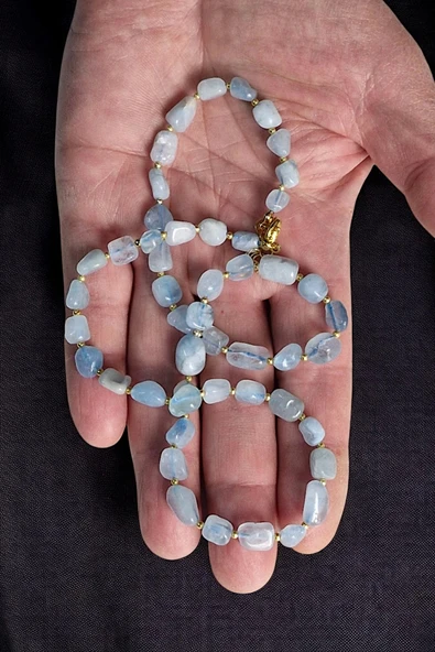 Doğal Akuamarin Kolye 669-5 - 3