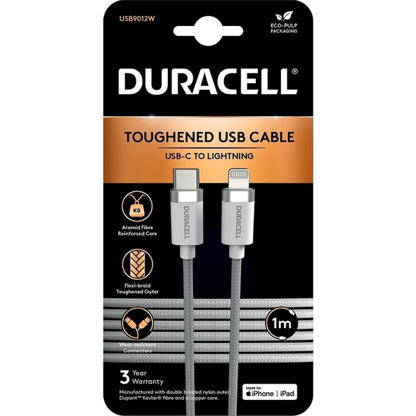 Duracell 1m Lightning To Usb-C Örgülü Şarj Kablosu - Beyaz