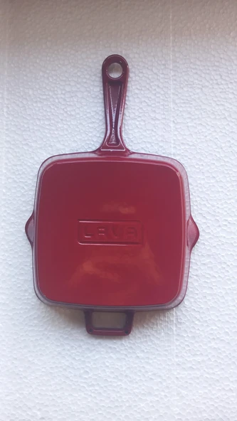 Lava Yekpare 20x20 CM Saplı Döküm Kırmızı Kare Izgara Tava (TEŞHİR) - 6