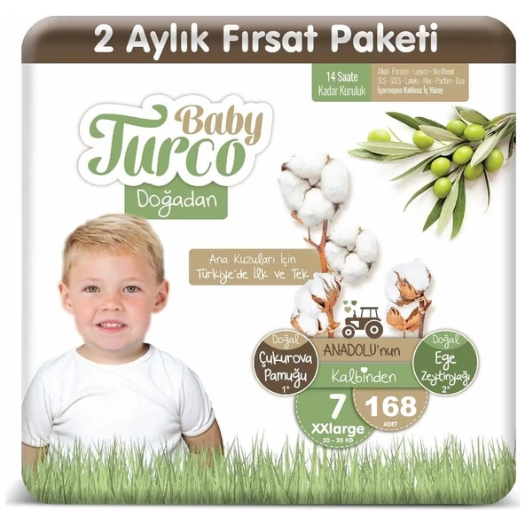 Baby Turco Bebek Bebek Bezi 2 Aylık Paket 7 Numara 20-30 kg 168 Adet ürün görseli