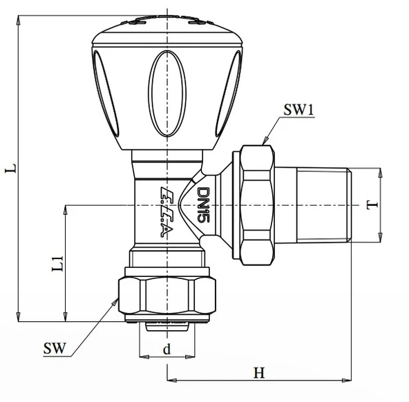 10 Adet ECA RV3 1/2 Köşe Radyatör Valfi Pex Petek Havlupan Vanası 602120721 - 2
