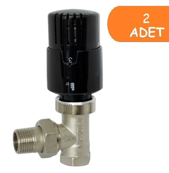 2 Adet ECA TRV4 Termostatik Köşe Radyatör Valfi Petek Vanası Siyah 802120116 ürün görseli