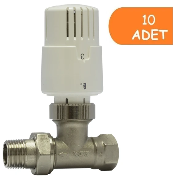 10 Adet ECA TRV4 Termostatik Düz Radyatör Valfi Petek Vanası 602120756 - 1