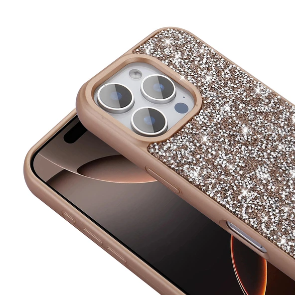 Apple iPhone 16 Pro Kılıf Parlak Taşlı Tasarım Zore Pırlanta Kapak - 8