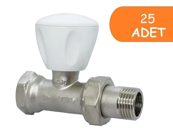 25 Adet ECA RV3 1/2 Düz Radyatör Valfi  Petek Havlupan Vanası 602120725