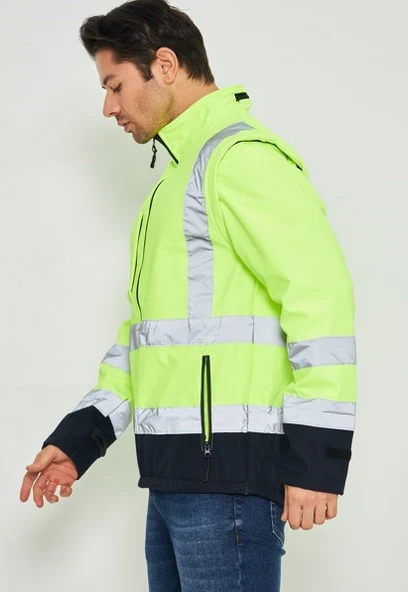 Orange Safety Sarı Softshell Mont Kolları Çıkmalı Reflektörlü - Resim 5