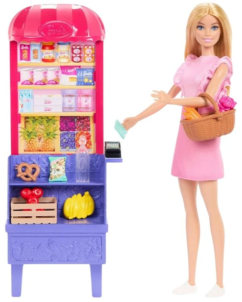 Barbie ve Teresanın Dostluk Tarifi Malibu Markette Bebek ve Oyun Seti JCT05 - 3