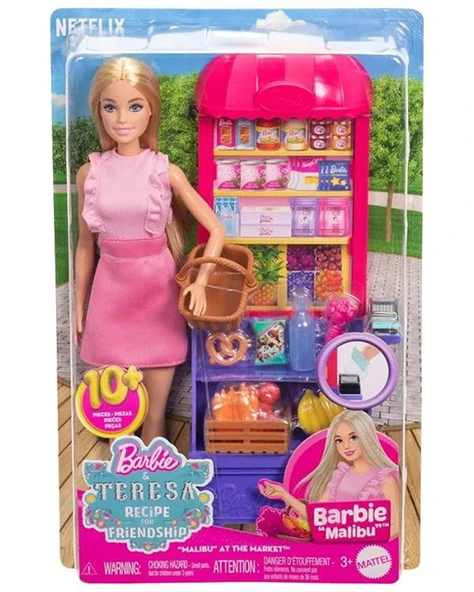 Barbie ve Teresanın Dostluk Tarifi Malibu Markette Bebek ve Oyun Seti JCT05